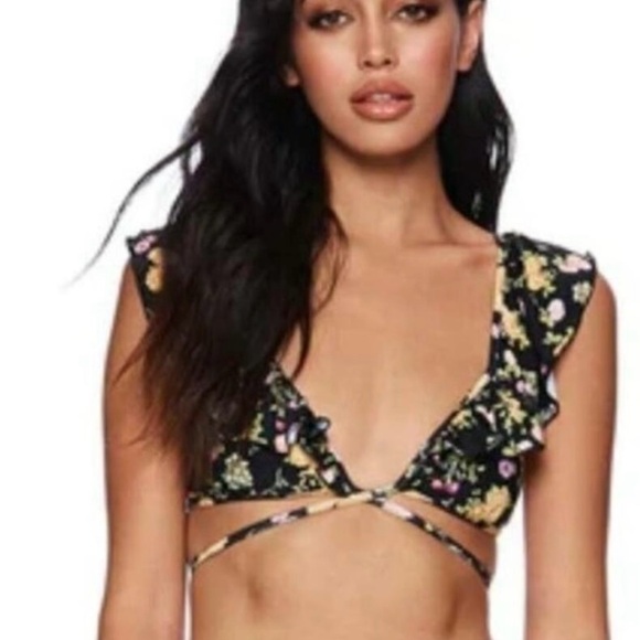 Beach Bunny Other - Top & Bottom Beach Bunny Black Floral Wrap Top/ Bikini Bottom - Both are size XL